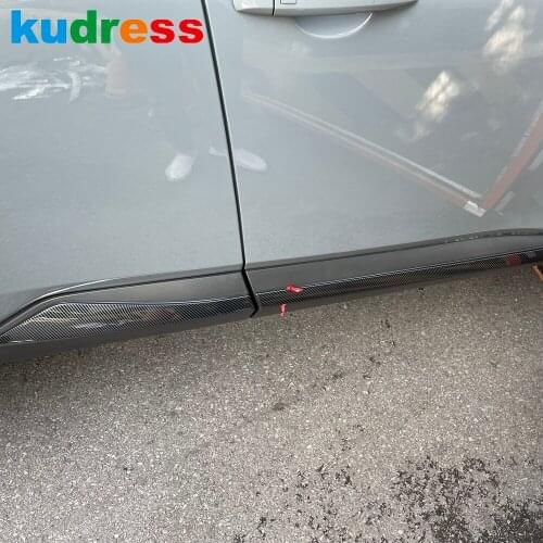Side Door Body Trim For Nissan Rogue X-trail 2021 2022 Carbon Fiber Door Molding Strips Stickers Car Styling Accessories 4pcs