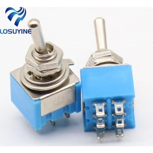 5pcs/Lot Blue 6-Pin DPDT ON-ON Mini 6A125VAC Miniature Toggle Switches