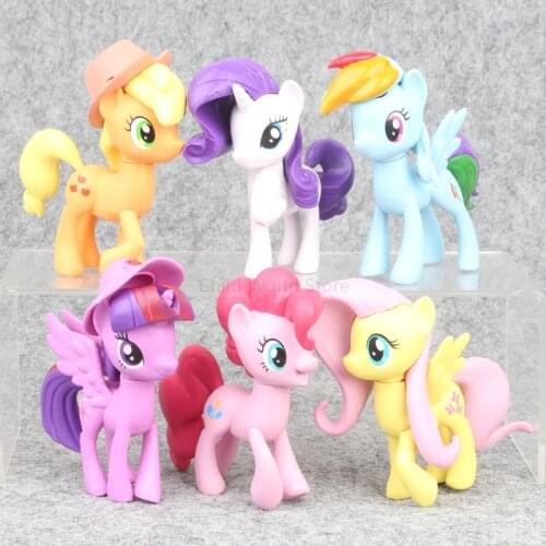 6PCS My Little Pony Toys Set Rainbow Dash Rarity 9cm PVC Action Figure Collectible Model Kids Toys for Children Gifts