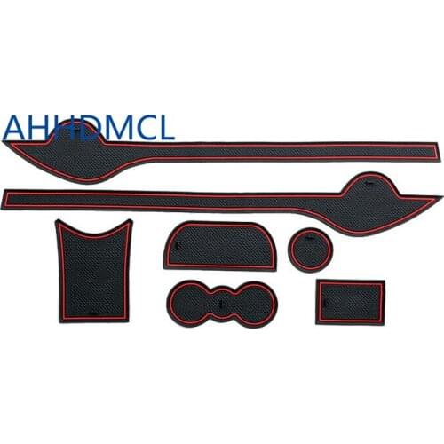 Car Anti-Dirty Pad Door Groove Gate Slot Cup Armrest Storage Pad Anti-Slip Mat For Skoda Fabia 2011 2012 2013 2014
