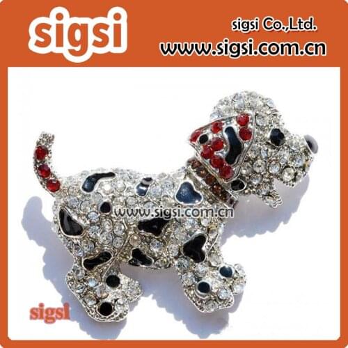 Fashion Animal Brooch Jewelry Bling Rhinestone Spotted Dog lapel pin Brooch