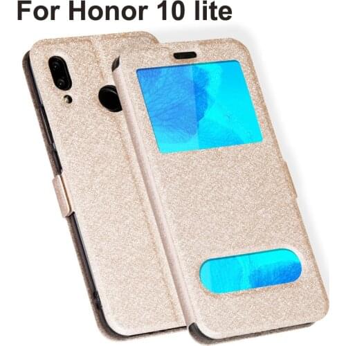 6.21" Open window capas For HUAWEI Honor 10 lite Case Cover Luxury PU Leather Flip Cover Honor10 lite shell Honor10lite coque