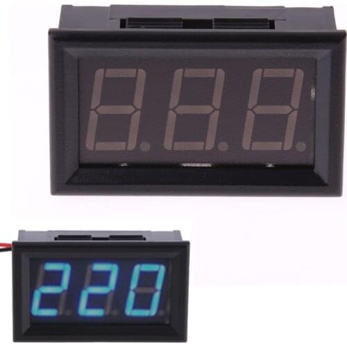 YB27A Blue 0.56" Digital LED Display AC 30-500V Voltmeter Voltage Volt Meter Gauge With 2 Wires Blue For Home Use