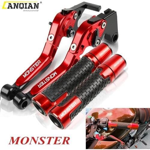 For DUCATI 696 MONSTER 2009-2011 2012 2013 2014 Motorcycle Accessories Adjustable Brake Clutch Lever Handlebar Handle Grip Ends