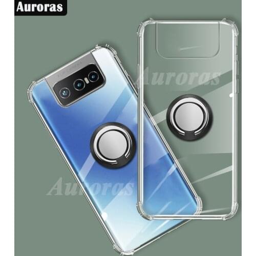 Auroras For Zenfone 8 Flip Case Anti-fall Airbag Clear Case Shockproof With Ring Case For Asus Zenfone 8 Flip Cover