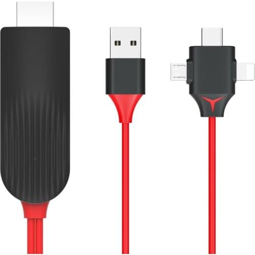 3 in 1 Micro USB Type C To HDTV Adapter Cable for IPhone 11 X 8 7 IPad Android Phone To TV HDTV 2M Mirror Adapter Cable