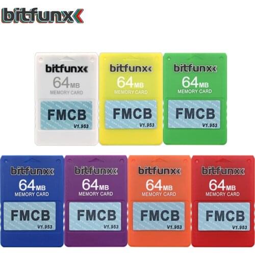 Bitfunx Free Mcboot Memory Card FMCB for PS2 Console Sony PLAYSTATION 2 Video Game Card Blue Color 64MB