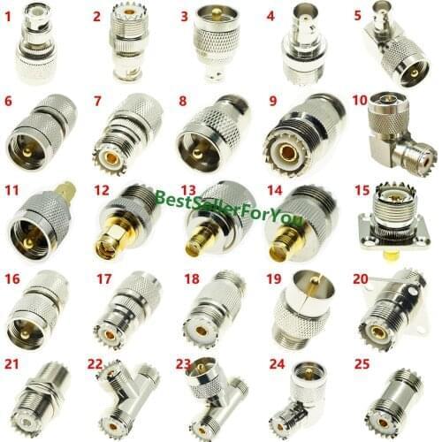 50Pcs UHF SO-239 PL-259 TO BNC N SMA UHF SO239 PL259 male female RF Connector Adapter Test Converter