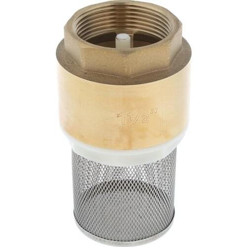 Brass Foot Valve Mesh Check Valve With Strainer Filter DN40 1-1/2 Inch, Installed at a pump or at the bottom of a pipe line