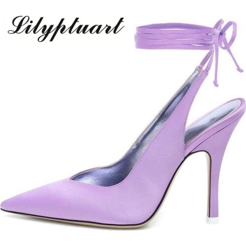 2021 Summer with Heel Shoes Baotou Lace-up Roman High Heels Fashion Silk Pointed Square Sandals Womens Formal Shoes