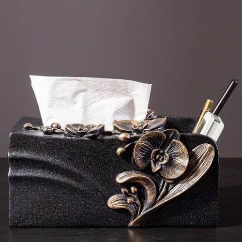 Multifunctional Decorative Tissue Box Paper Towel Tube Household Retro Living Room Coffee Table Storage Resin Storage Ornaments