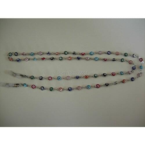 Fashionable colorful beaded silver electro-plating metal chain eyewear retainer holder