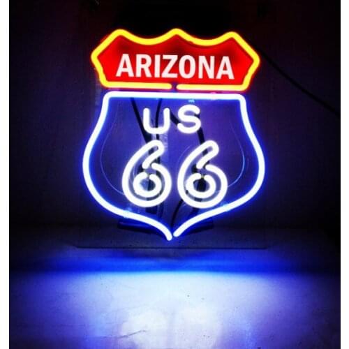 14“ Route 66 Arizona State AZ Acrylic Custom Neon Light Lamp Sign Beer Bar Glass Decorate Home Wall Room Windows Tube Artwork