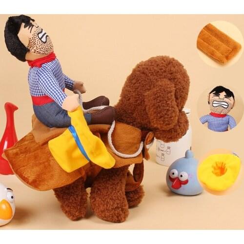 Pet Clothes Dog Cat Costume Pet Suit Cowboy Rider With Hat And Money Bags Clothes Novelty Funny Halloween Puppy Dog Costumes