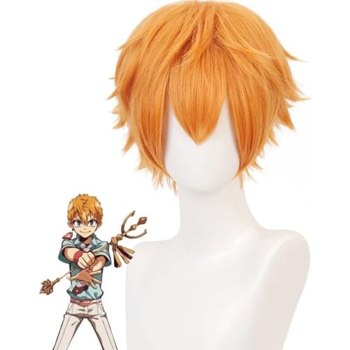 Jibaku Shounen Toilet-bound Hanako-kun Minamoto Kou Yellow Short Wig Cosplay Costume Heat Resistant Synthetic Hair Wigs +Hairnet
