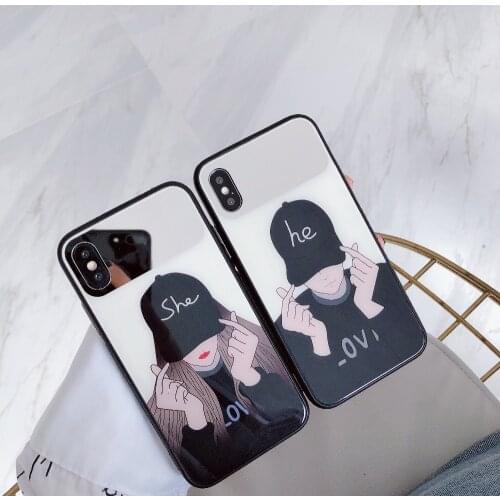 PEIPENG for iPhone 7 7Plus 6 6S 6Plus 8 8Plus X XR XS Max TPU luxury cool boy girl love mirror shatter-resistant mobile phone