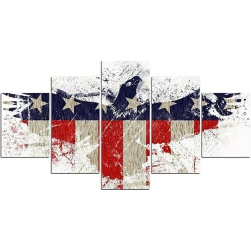 5 Pcs Eagle Flag Patriot America Poster Modern Art Wall Pictures Prints HD Canvas Home Living Room Decoration No Framed