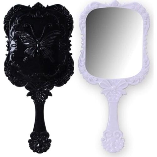 CASHOU48 Plastic mirror retro butterfly carving dressing mirror small gift handle makeup mirror 12.5*5.5cm
