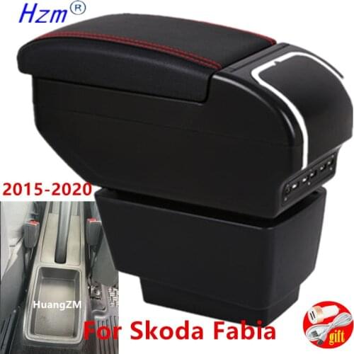 For New Fabia armrest box central Store content Storage Fabia 3 mk3 armrest box with cup holder phone holder USB