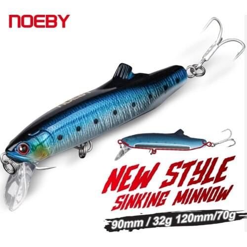 Noeby Minnow Fishing Lure 9cm 32g 12cm 70g Sinking Minnow Wobbler Long Casting Artificial Hard Bait for Sea Bass Fishing Lure