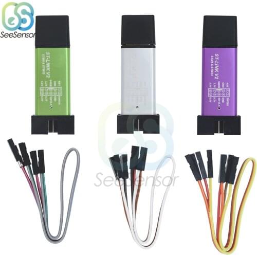 1pcs ST LINK Stlink ST-Link V2 Mini STM8 STM32 Simulator Download Programmer Programming With Cover DuPont Cable ST Link V2