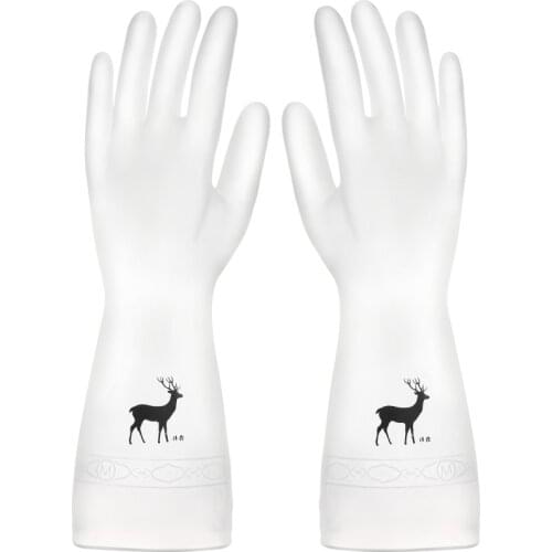 Household Cleaning and Hygiene Thickening Plus Velvet Kitchen Dishwashing Rubber Laundry Waterproof Non-slip Rubber Gloves