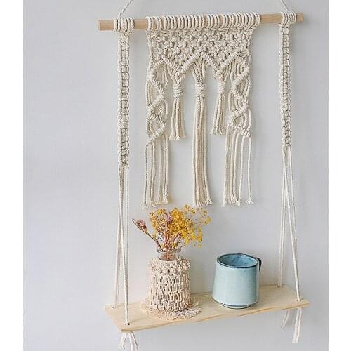 Hand-Woven Shelf Tapestry Wall Decoration Shelf Board Flower Basket Bracket Homestay Decoration SDF-SHIP