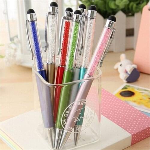 5pcs/lot Crystal pen diamond touch stylus ballpoint pen 2 in 1 Office & School Supplies pen