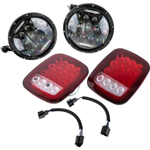 For Jeep Wrangler TJ 1997 1998 1999 2000 2001 2002 2003 2004 2005 2006 4Pcs LED Headlights High Low DRL Beam+Tail Lights Kit