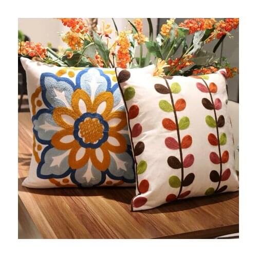Crewel Canvas embroidered pillow Vintage Embroidery Pillow case Cushion Cover Ethnic National Handmade Flower