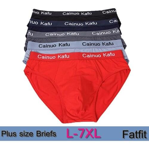 4Pcs Plus Men Briefs Comfortable Modal Mens Underwear Briefs Solid Underpants Panties Large Men Drop shipping (7XL=One size)