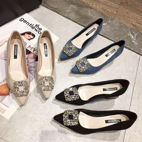 Women Pumps Spring Autumn All Match OL Square Heel Fashion Pointed Toe Buckle High Heel Wedding Party Shoes Heel Q178