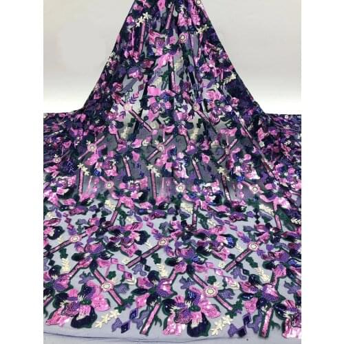 High Quality Tulle Lace Fabric Sequins Embroidery Craft Sewing For DIY Skirt Evening Wedding Dress 5 Yards