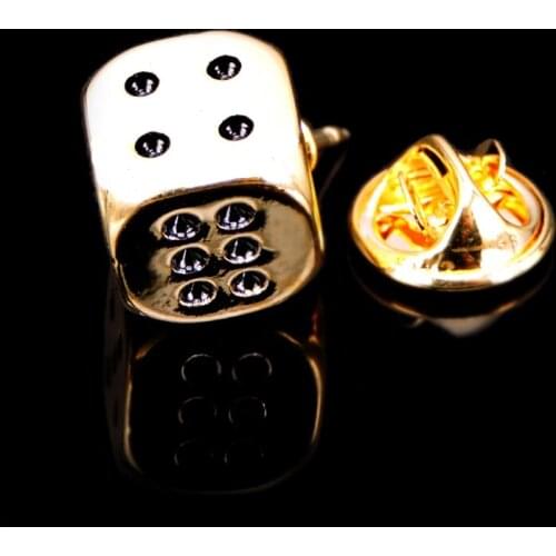 High quality gold dice Brooch New Fashion Jewelry Pin mens and womens shirt hat scarf suit LAPEL BADGE PIN gift