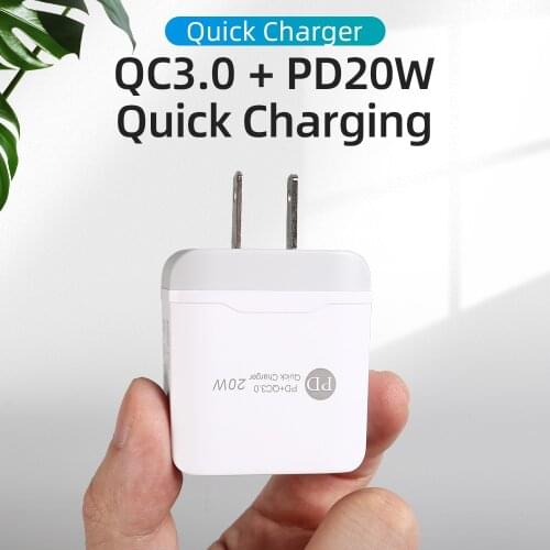 SIKAI PD 20W USB Type C Charger twoport double-port EU/US/UK QC 3.0 Dual Adapter Fast Phone Charge For iPhone iPad Huawei