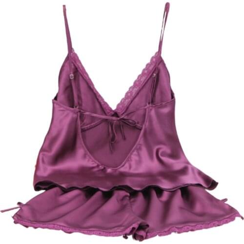 Women Sexy Solid Color Lace Pajamas Spaghetti Straps Camisole Elastic Shorts одежда для женщин лето Women Pajamas Sets