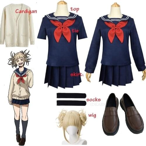 My Hero Academia Anime Cosplay Boku no Hero Academia Himiko Toga JK Uniform Women Sailor Suits with Sweaters Cosplay Costume