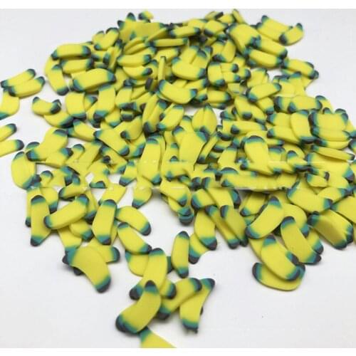 100g Polymer Simulation Banana Slice Hot Clay Sprinkles for Crafts Making DIY Phone Decoration Slime Filler Accessories 1cm