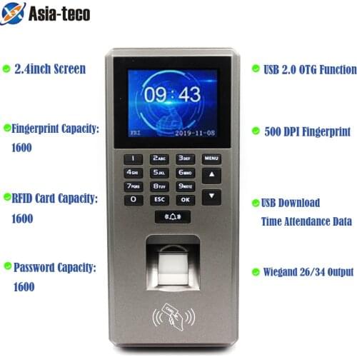 125Khz RFID 2.4 inch Reader Fingerprint Scanner Access Control Keypad USB Biometric System Door Lock Access Control