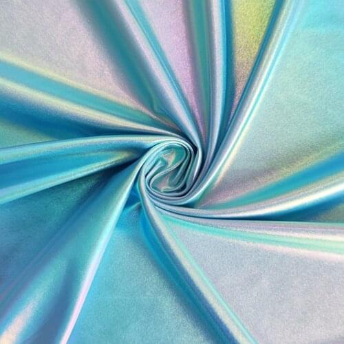 140cm*100cm Laser illusion colorful lake blue stretch fabric dance costume background dress fabric quality