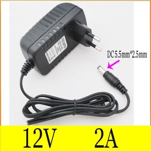 Jshej 12V2A AC 100V-240V Converter Adapter DC 12V 2A 2000mA Power Supply EU Plug 5.5mm x2.5mm for LED CCTV