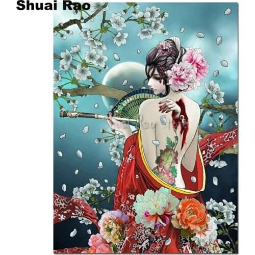 5d diamond painting peony beauty full drill square round diamond embroidery cross stitch mosaic horror woman art home decor