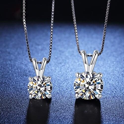 BOEYCJR 925 Silver 1ct/2ct D color Moissanite VVS Engagement Elegant Wedding Pendant Necklace for Women Anniversary Gift
