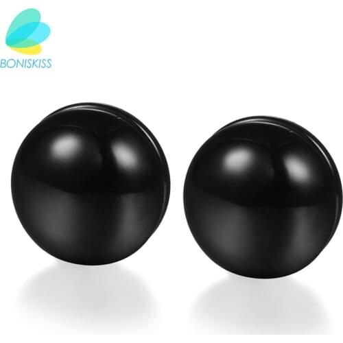 Boniskiss 2020 Black Round Magnet Stud Earrings Men & Women Fashion Stainless Steel Double Side Earrings No Piercing Jewelry