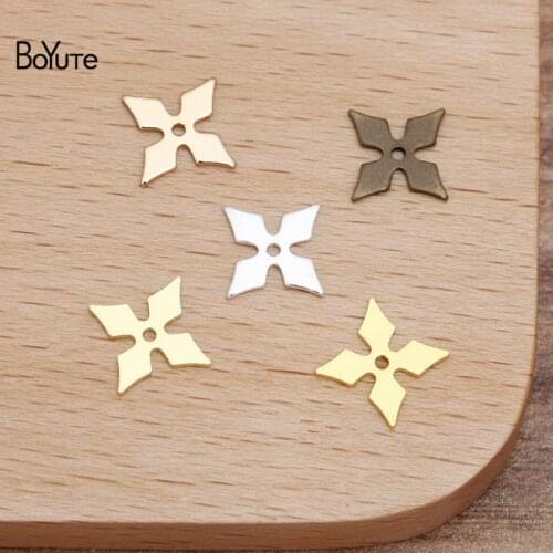 BoYuTe (500 Pieces/Lot) 10MM Metal Brass Stamping Cross Materials Diy Hand Made Jewelry Accessories Wholesale
