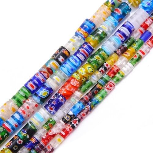 5x8mm 8x12mm Cylinder Tube Shape Mixed Flower Patterns Glass Loose Beads for DIY Crafts Jewelry Making Findings