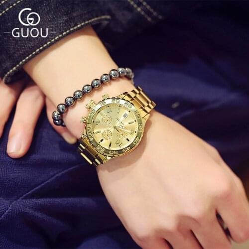 New Big Dial Steel Band Man Watch Women Quartz Watches Mens and Womens Watches Luxury Brand Gold Six-pin Calendar Clock 2021