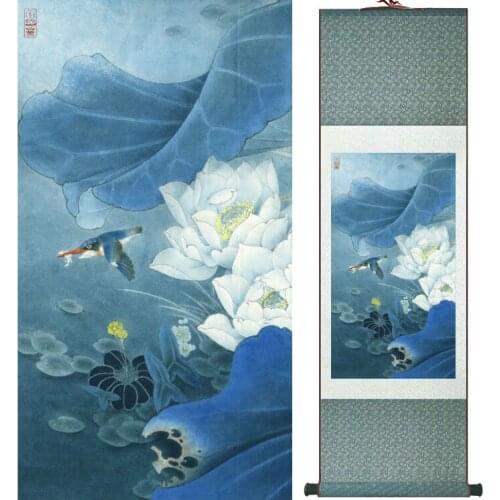 Flower and birds silk scroll painting traditional birds and flower painting Chinese wash painting home decoration No.32002