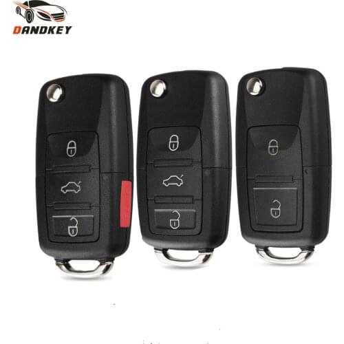 Dandkey 10pcs 2/3/3+1 Button Flip Remote Key Shell For VW Golf Passat B5 B6 Polo Touran For Seat For Skoda Folding Key No Blade