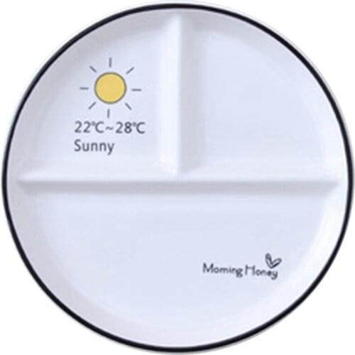 Childrens Ceramic Serving Plate 8 Inch Grid Plate One-Person Home Breakfast Tableware